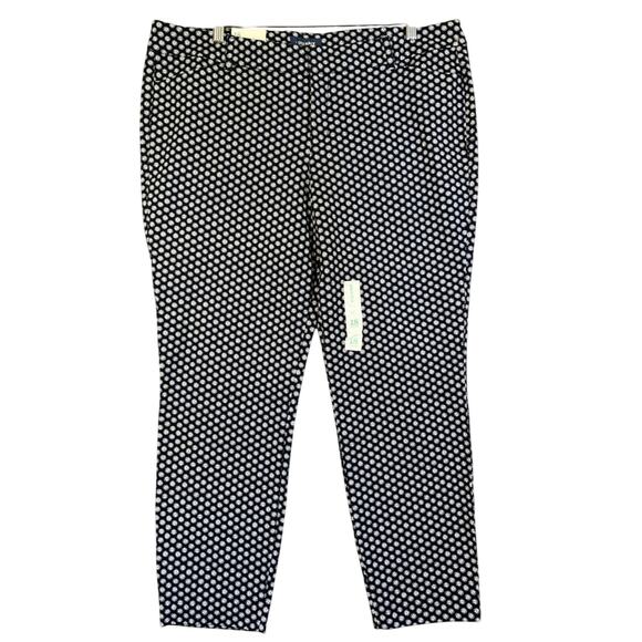 Old Navy Mid Rise Pixie Ankle Pants Women 18 Navy Floral Stretch Cotton NEW - Picture 1 of 10